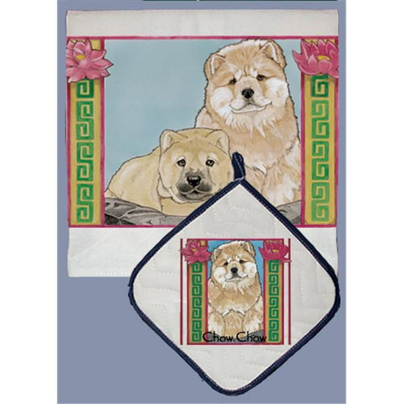 Pipsqueak Productions DP819 Dish Towel and Pot Holder Set - Chow Chow
