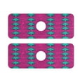 thumbnail image 2 of Pink and Blue Floral Extra Long Silicone Algae Sink Mat 30x5.4in 2 Pack Waterproof Pad for Large Faucets, RV and Bathroom Sink, 2 of 10