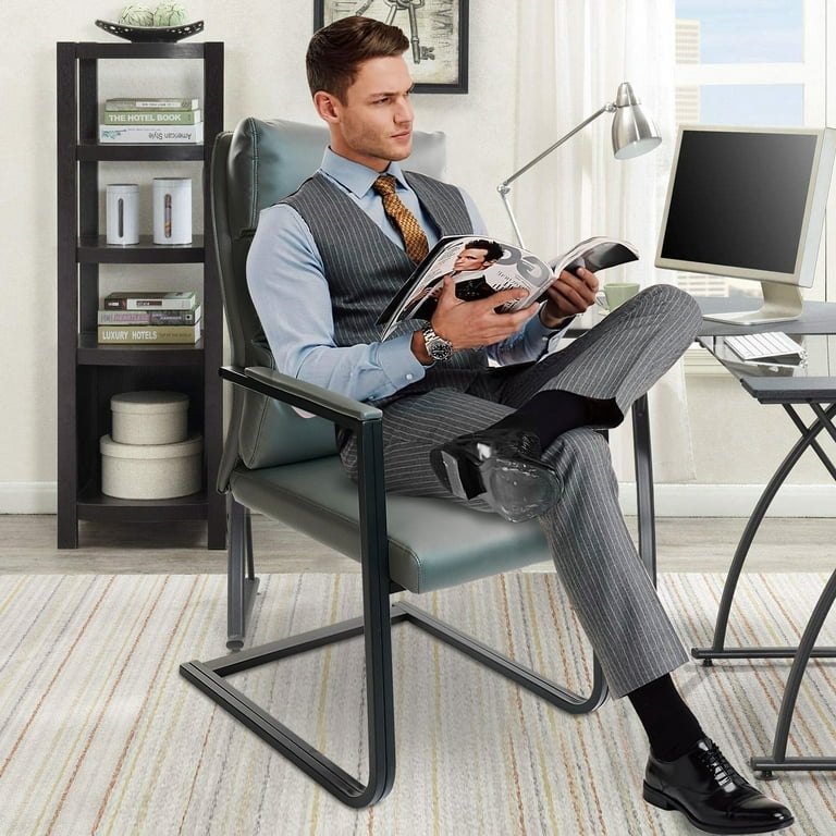 CLATINA Big Tall Office Guest Chair Leather Upholstered 400Ibs Sled Base 2 Pack Walmart