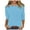 Light Blue, variant on Women's T-Shirts 3/4 Length Sleeve Casual Loose Fit Crewneck T Shirts Cute Solid Tunic Tops for Everyday Wear