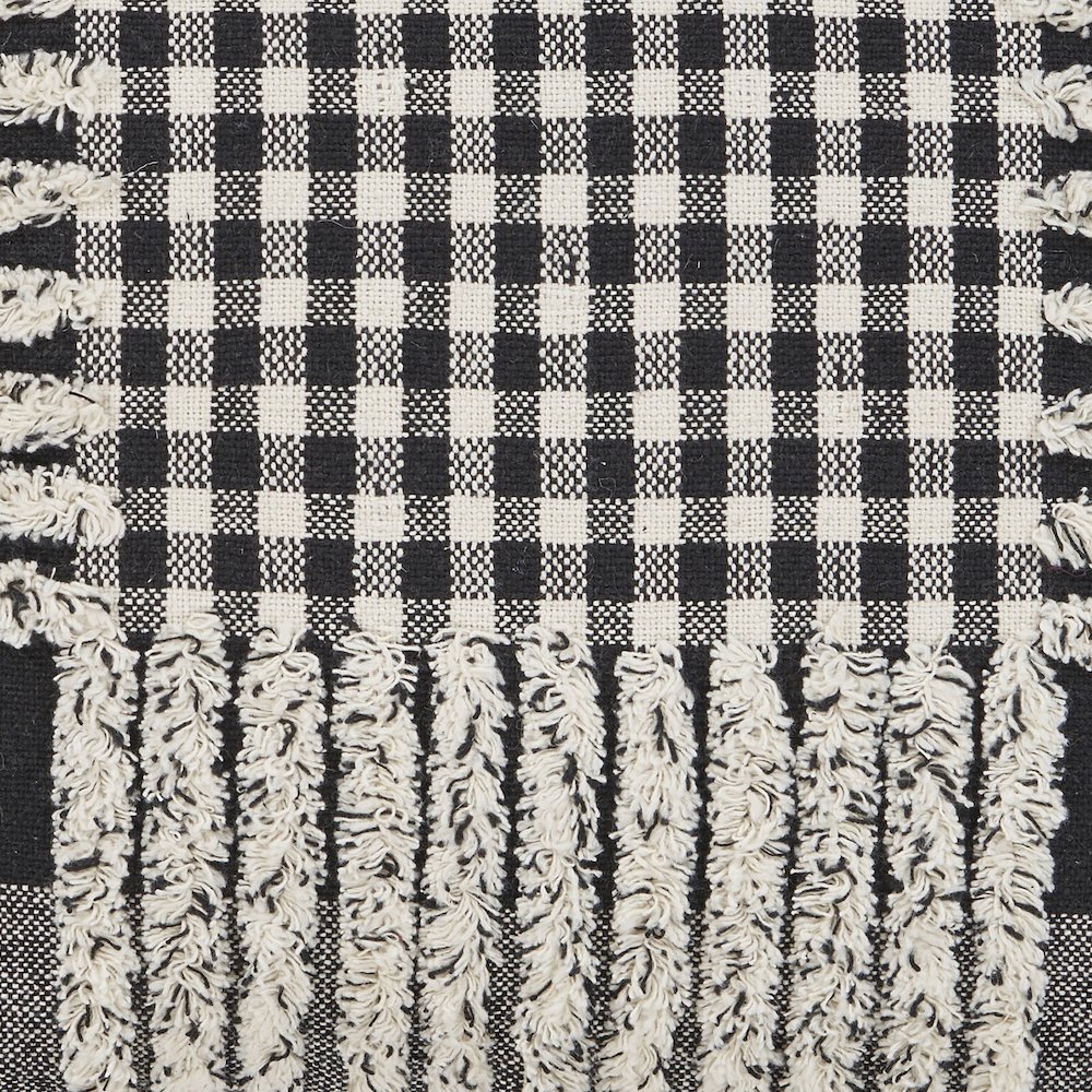 LR Home Ox Bay Hand-Woven Black/White Tartan/Plaid All-Natural Cotton Pillow Cover