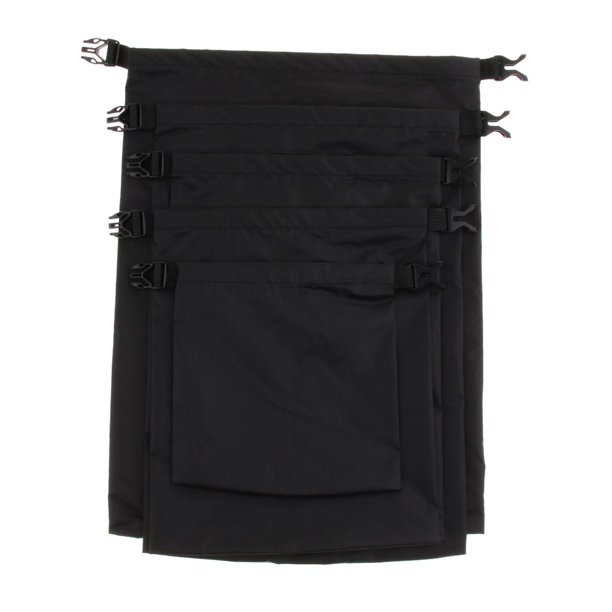Bolsa seca impermeable de 5 tamaños para almacenamiento, camping, rafting, kayak, mochilas de día. Negro