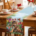 thumbnail image 5 of Table Runner - 72 Inch Long, Spring Easter Kitchen Dining Table Runner Dresser Scarves, Easter Eggs Cats Bunny Tulips Farmhouse Farmhouse Decor for Coffee Tables Wedding Party Banquet, 5 of 8