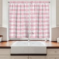 thumbnail image 2 of Ambesonne Checkered Kitchen Curtains, Romantic, 55"x39", Pale Pink White, 2 of 3
