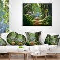 thumbnail image 4 of Designart Bright Green Forest in Morning - Landscape Photography Throw Pillow - 18x18, 4 of 5