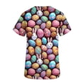 thumbnail image 6 of Mifsaly Womens Scrub Tops Cute Bunny and Egg Print Easter Shirts for Women V-Neck Short Sleeve Nursing Uniforms Doctors Nurse Festival Casual Workwear with Pockets S, 6 of 6