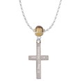 thumbnail image 1 of Delight Jewelry Stainless Steel Joshua 1:9 - Be Strong and Courageous Engraved Cross - Mia Monkey Charm Necklace, 1 of 4
