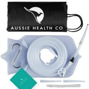 Aussie Health Co Non-Toxic Silicone Enema Bag Kit - 2 Quart Capacity for Water & Coffee Colon Cleansing - BPA & Phthalates Free - 6.5 Foot Hose, 3 Tips, Strong Clamp, Bonus Nozzle & Instruction Guide
