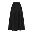 thumbnail image 6 of Womens Skirt Boho Elastic High Waist Ankle High Waisted A-Line Long Maxi Skirt Ladies Casual Commuting Solid Color High Waist Large Skirt Ndbuld,Black,M, 6 of 8