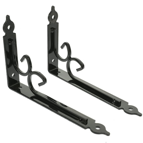 TEHAUX 2Pcs Heavy Duty Support Black Shelf Brackets for Home Decoration and Workshops