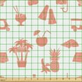 thumbnail image 2 of Ambesonne Tropical Fabric by the Yard Upholstery, Banana Pineapple Palm Tree, 1 Yard, Coral Salmon and White, 2 of 5