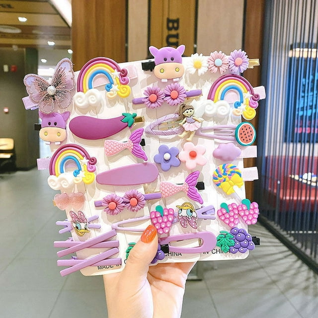 TFixol Vibrant Floral Hair Clips Set for Girls - 28PCS Multicolor Hair Accessories with Fun Designs, Perfect for Kids and Teens, Durable and Comfortable Fit