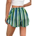 thumbnail image 3 of Womens Striped Hollow Out Loose Fit Tie Front Mesh Beach Shorts Casual Vacation Bottoms Green M, 3 of 7