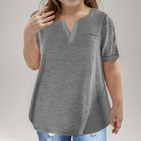 Piuwrlz T-Shirts Tops for Kids Girls Short Sweatshirt Sleeve Round Neck Blouses T Shirt Top Dark Gray Size 3 Years