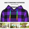 thumbnail image 4 of Wukai Purple Buffalo Plaid Print Womens Hoodies Fleece Sweatshirts Long Sleeve Sweaters Pullover Fall Outfits Winter Clothes-Medium, 4 of 7