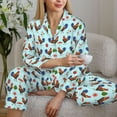 thumbnail image 6 of Honeii Roosters And Plants Print Women's Pajama Sets Long Sleeve Button Down Sleepwear Nightwear Soft Pjs Lounge Sets 2PCS-Small, 6 of 7
