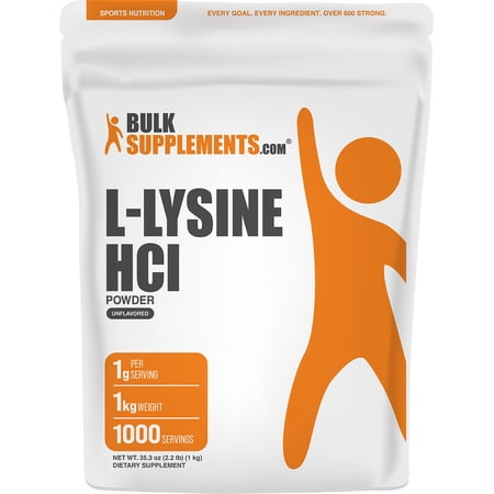 BulkSupplements L-Lysine Powder - as L-Lysine HCl, Amino Acid Supplement - Unflavored, 1kg (2.2 lbs)