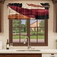 thumbnail image 6 of Red Burnt Orange Curtain Valances for Windows, Kitchen Valance Window Treatments Panel 2 Pack, Geometric Boho Modern Abstract Rod Pocket Short Curtains for Bathroom Bedroom 42 x 12 Inch, 6 of 8