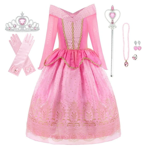 Aipartys Princess Dress up Birthday Party Fairy Pink Costume for Toddler/Little Girls