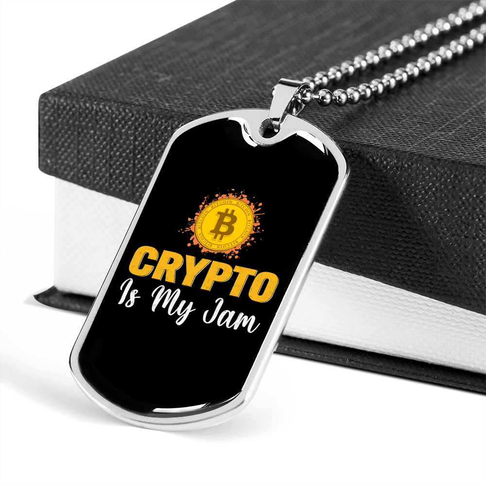 Crypto is My Jam Crypto Necklace Stainless Steel or 18k Gold Dog Tag 24