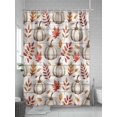 thumbnail image 5 of Fsddascl Thanksgiving Shower Curtain Set - Small 36" x 72" Washable Bathtub Curtain with 12 Hooks, Fall White Pumpkin Maple Leaf Wooden Grain Waterproof Fabric Stall Shower Curtains for Bathroom, 5 of 6