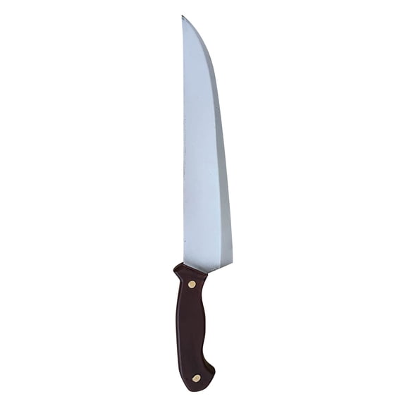 Realistic Fake Knife Prop, 17.72 Inch Plastic Halloween Prank Weapon with Wood-Grain Handle & Rivet Details for Costume Party Haunted House Decor - 1Pc