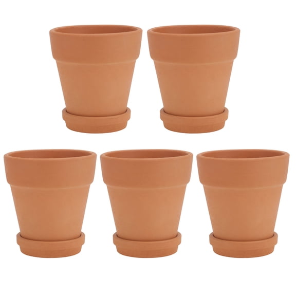 Worgeous 5 Pcs Terracotta Plant Pot with Saucer Indoor Pots