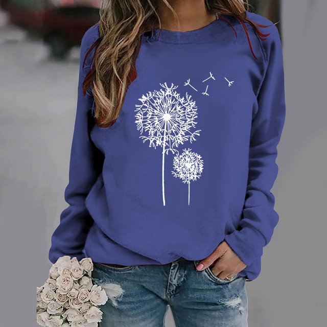 Ichuanyi liquidación mujer mangas largas camisas casuales imprimir sudadera redonda de cuello jalón ICHUANYI WER2023082206608