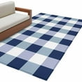 thumbnail image 2 of Navy Blue White Buffalo Check 2.7x5 Area Rugs, Farmhouse Plaid Modern Geometric Non-Skid Rubber Backing Large Rectangle Rugs - Living Room Bedroom Home Office, Indoor Floor Mat Carpets Washable Rug, 2 of 9