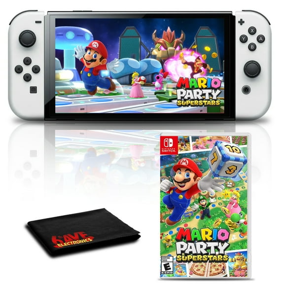 Nintendo Switch OLED White Bundle with Mario Party Superstars Game