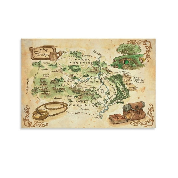 Middle Earth Map Lord of The Rings Poster (20) Canvas Wall Art Prints Poster Gifts Photo Picture Painting Posters Room Decor Home Decorative 08x12inch(20x30cm)