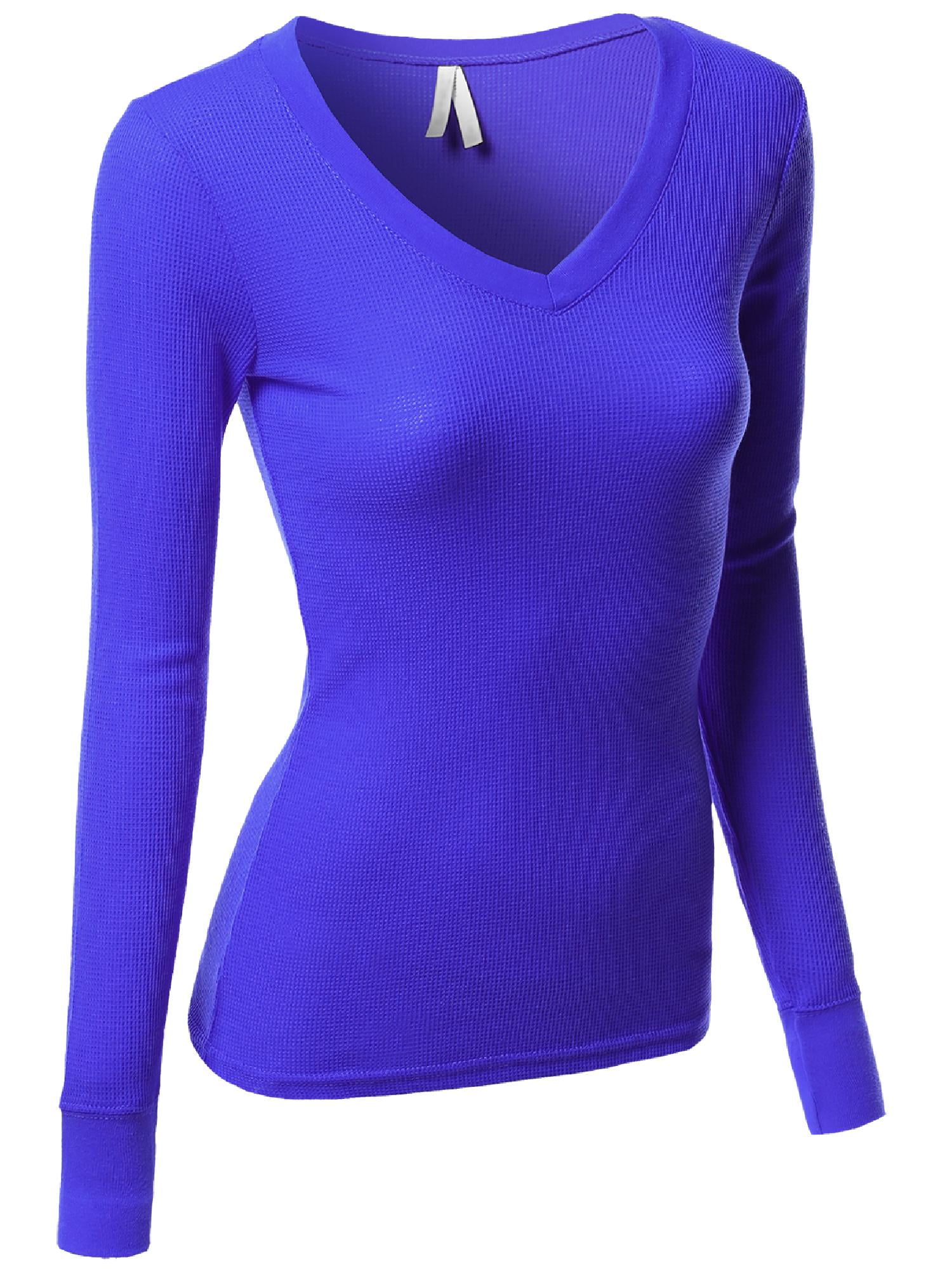 Fashionoutfit Womens Basic V Neck Long Sleeves Thermal Top 