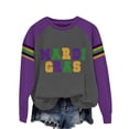 thumbnail image 2 of Ploknplq Mardi Gras Party Favors,Hoodies for Women,Mardi Gras Sweatshirt Purple Gold Green Women's Print Hoodless Sweatshirt,Mardi Gras Tops for Women,Graphic Tees for Women Z Dark Gray L, 2 of 4