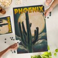 thumbnail image 4 of Lantern Press 1000 Piece Jigsaw Puzzle, Phoenix, Arizona, Cactus and Full Moon, 4 of 5