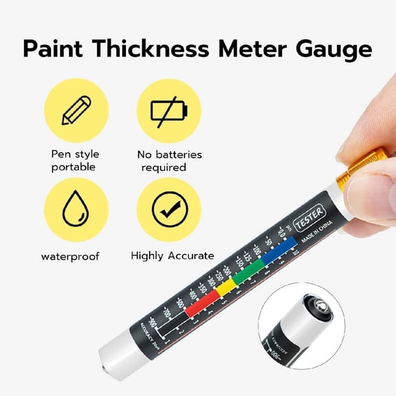 NATEFEMIN Vehicle Coating Thickness Tester Magnetic Tip Micron Color Scale No Battery for Galvanized Steel Sheet Paint Varnish Thickness Detection
