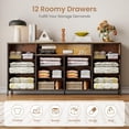 thumbnail image 4 of Kicctian LED Dresser TV Stand with 12 Drawers and Charging Station, Fabric Chest of Drawers Storage Organizer for Bedroom or Living Room, Fits 65-75 Inch TVs,Brown, 4 of 7