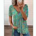 thumbnail image 1 of SHEOWO Women's Fashion Oversize Chiffon T Shirt Zipper Design V Neck Women Plus Size Blouse Shirt Fashion Loose V-neck Zipper Printed Printing, 1 of 5