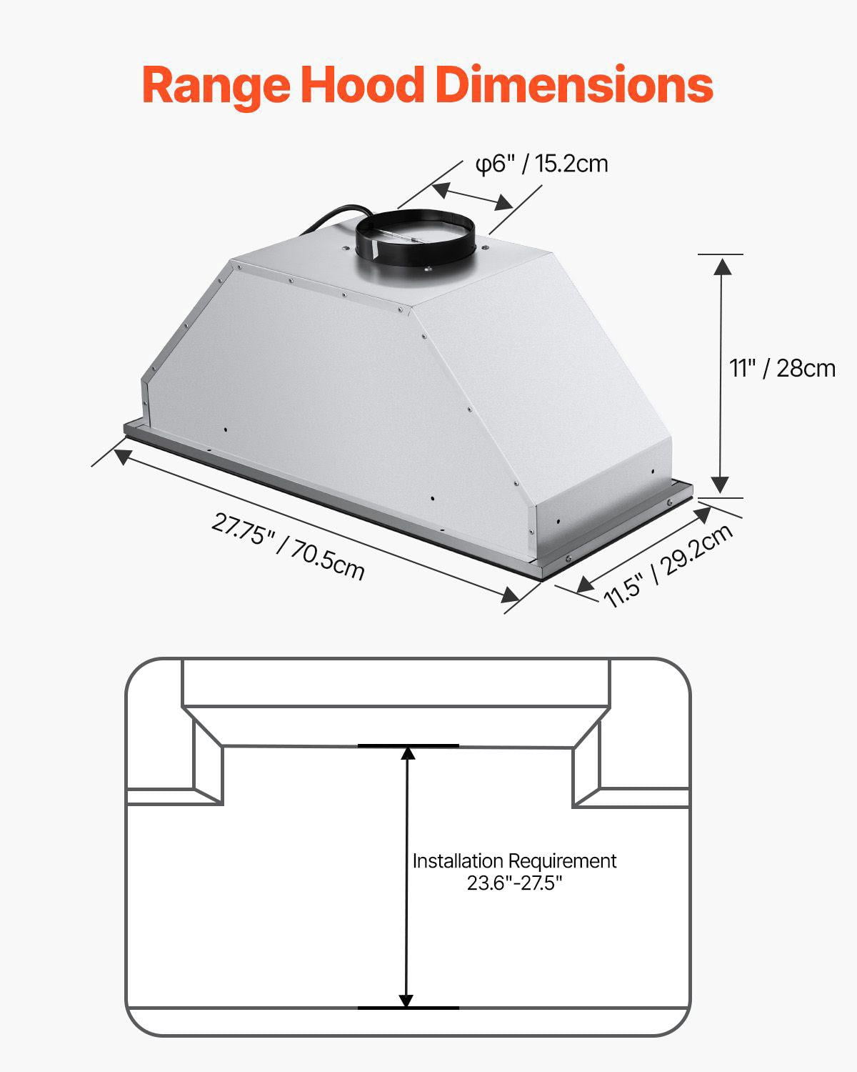 30 Inch Built-in Range Hood Insert 800CFM Stainless Steel Kitchen Vent with Gesture Touch Control LED Light Baffle Filters 4 Speed Exhaust Fan Ducted Ductless Convertible