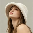 thumbnail image 4 of Fuzzy Bucket Hats for Men Fall Accessories Fleece Fitness Cold Weather Plush Faux Fur Women's Hats & Caps Beige, 4 of 9