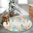 thumbnail image 4 of Summer Beach Round Living Room Rugs 4 ft, Ocean Colorful Coral Shell Seaweed Starfish Linen Washable Area Rug with Non-Slip Sturdy Edge Binding Round Carpet for Entryway Kitchen Bedroom Bathroom, 4 of 9