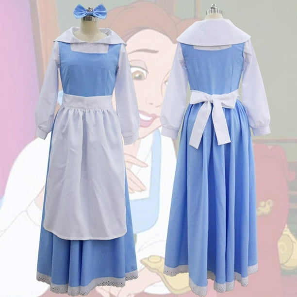 Costume Disfraz Bella Azul Beauty Blue Dress With Bow Princess Dress, Costume  Belle