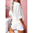thumbnail image 4 of QUTETN Women's V Neck Button Shirt Long/Roll Up Sleeve Casual Collared Work Blouse Top, 4 of 4
