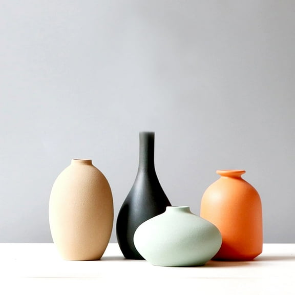 851 Ceramic Vase set of 4 for Modern Bohemian Decor, Matte Vases for Dried Flowers for Office,bookshelf,Centerpieces,Living Room, Dining Table,Bedroom Shelf Decor Entryway,Console Decoration