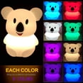 thumbnail image 5 of Luz de noche infantil Koala, lámpara de noche de silicona / Luces LED / Lámpara para habitación de bebé / Lámpara para cama infantil / Brillo y color ajustables, controles táctiles y control remoto -, 5 of 5