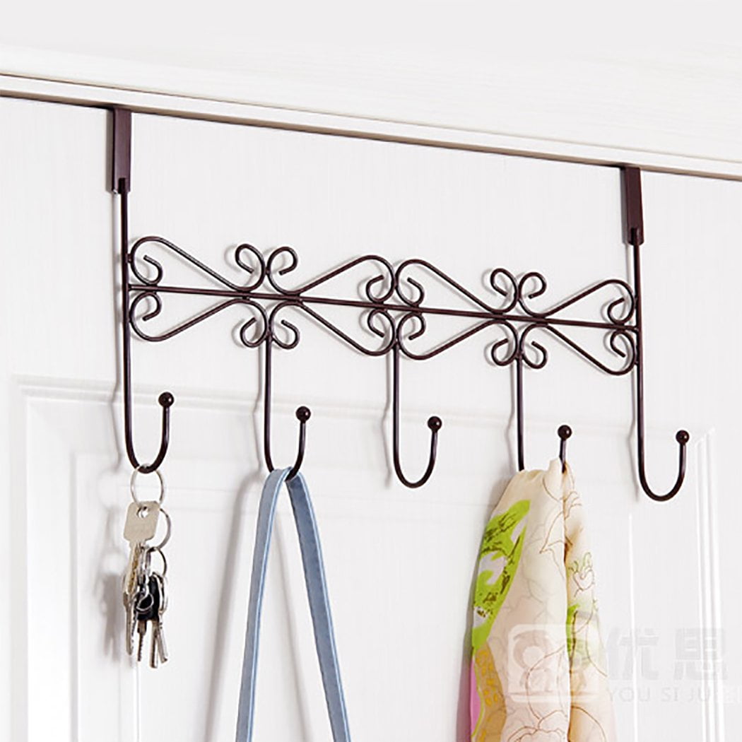 Reactionnx Over The Door 5 Hanger Rack Decorative Metal Door Hooks
