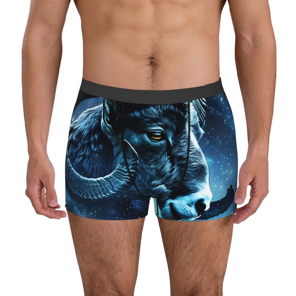 Balery Celestial Ram Night Sky Calzoncillos bóxer para hombre, ropa interior de algodón suave y transpirable con cinturilla de nailon-X-Large