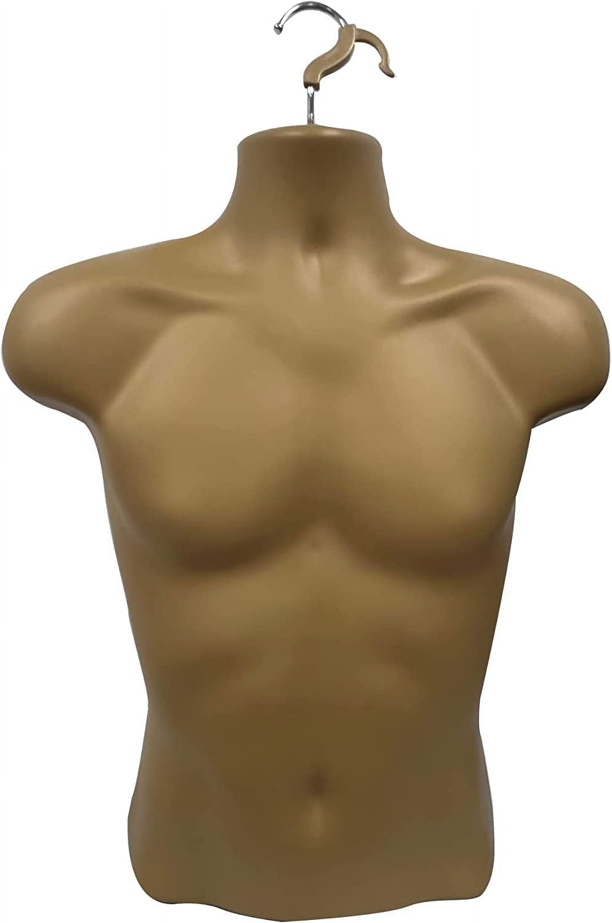 DisplayTown White Male + Female Mannequin Hollow Back Body Torso Set w/ Metal Stand and Metal Pole & Hanging Hook, S-M Sizes