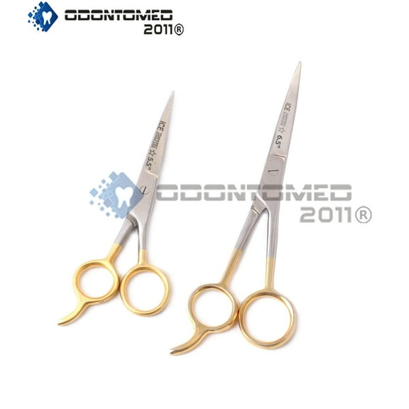 Odontomed2011® 2 Pcs Professional Barber Hair Dressing Scissors 5.5" 6.5" Hair Cutting Scissors/barber Shears - Ice Tempered - Stainless Steel Gold Plated Odm