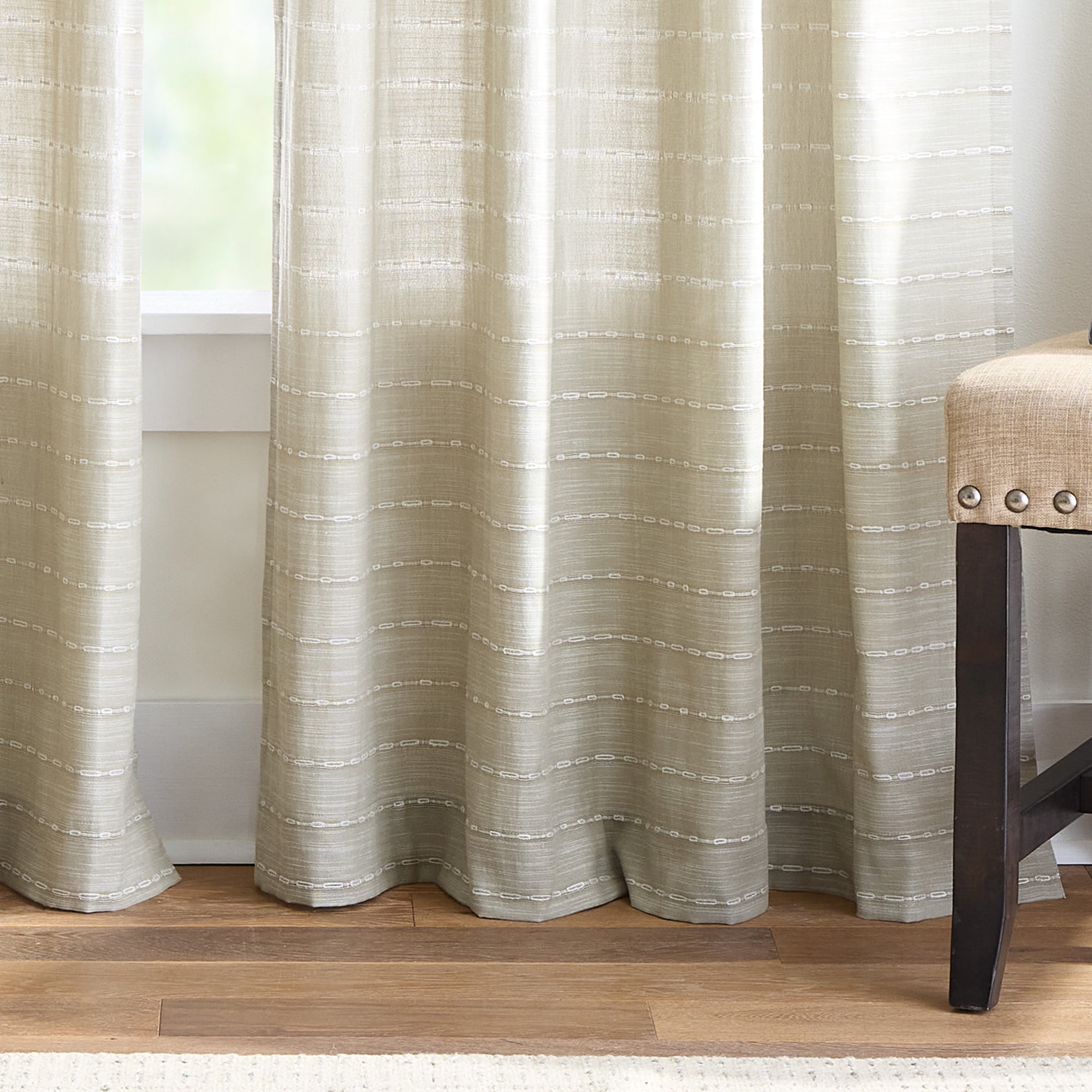 Martha Stewart Ava Curtain Panel Pair, Sage, Back Tab, Light Filtering, Indoor, Adult, Set of 2, 50" x 84"