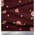 thumbnail image 2 of Soimoi polyester Crepe Fabric Leaves & Rose Flower Printed Fabric 1 Yard 52 Inch Wide, 2 of 3